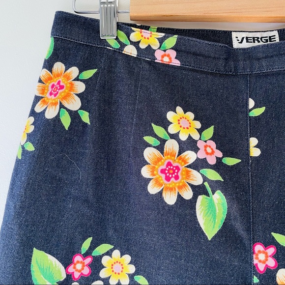 Verge NZ Flower Denim Stretch Pants Sz 16 Retro - Picture 6 of 12